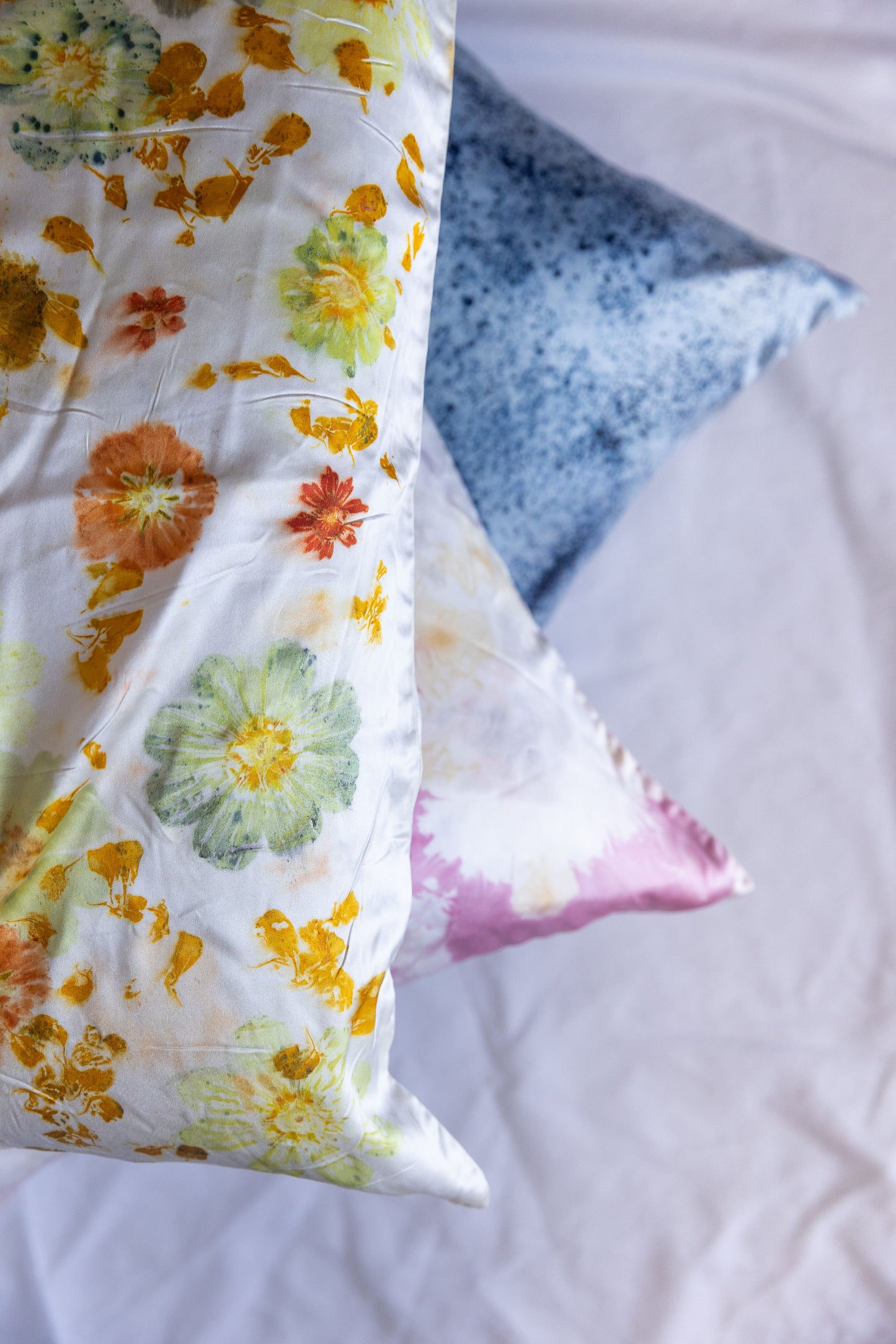 Floral Dyed Silk Pillow Case