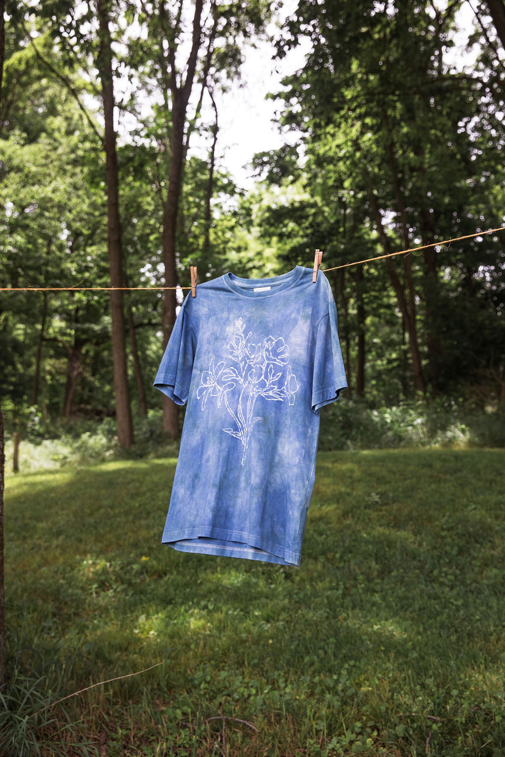 Indigo Dyed Floral Tee