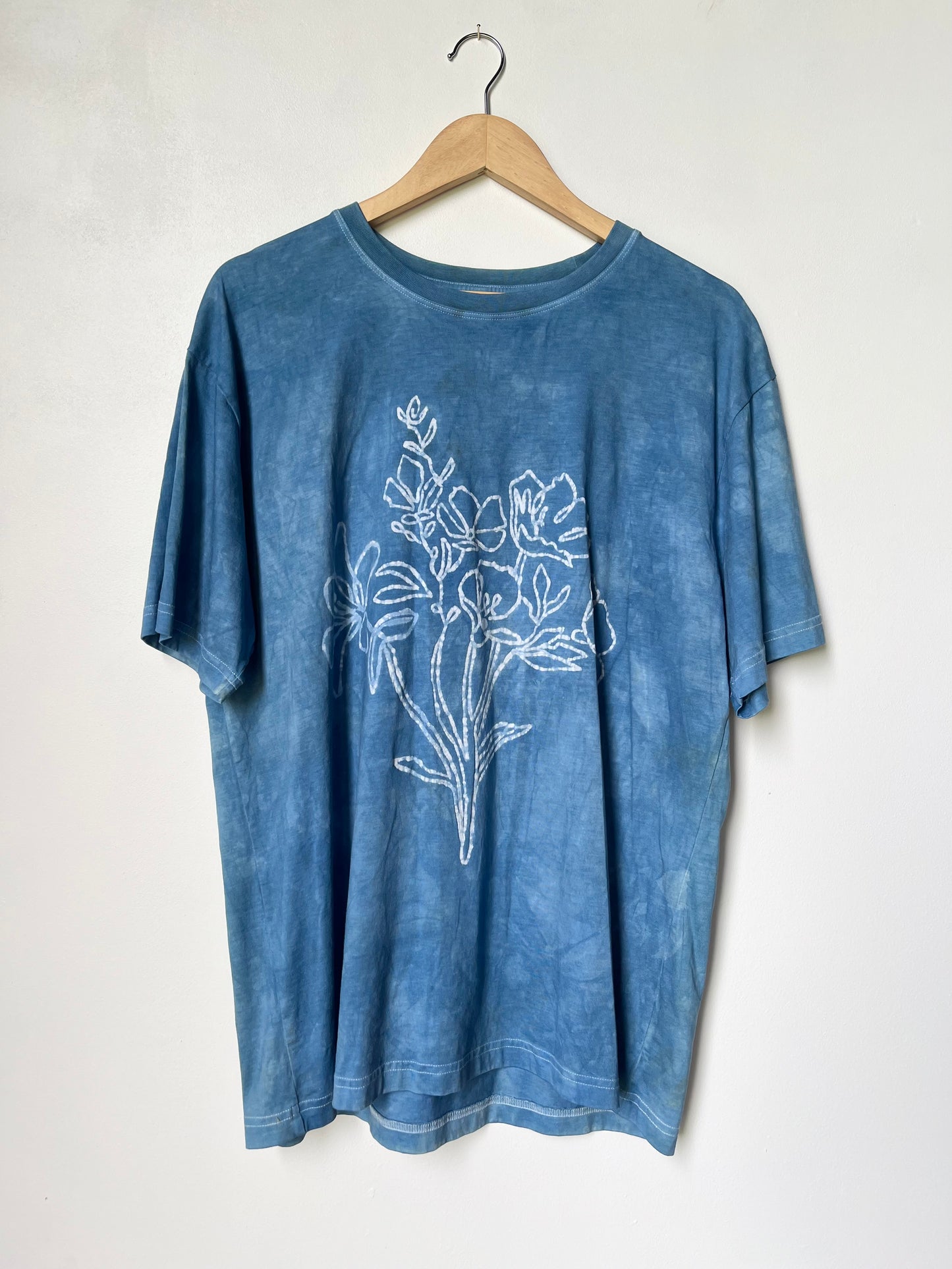Indigo Dyed Floral Tee