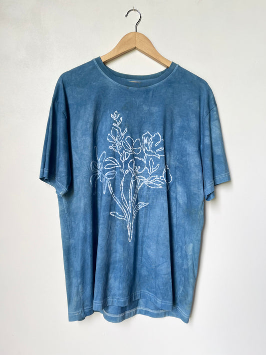 Indigo Dyed Floral Tee
