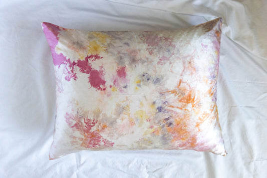 Plant-Dyed Silk Pillowcase - Rose Bloom