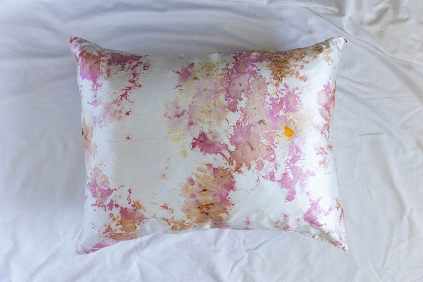 Plant-Dyed Silk Pillowcase - Ember Bloom