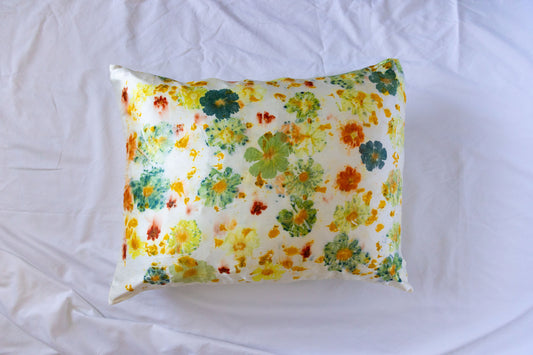 Floral Dyed Silk Pillow Case