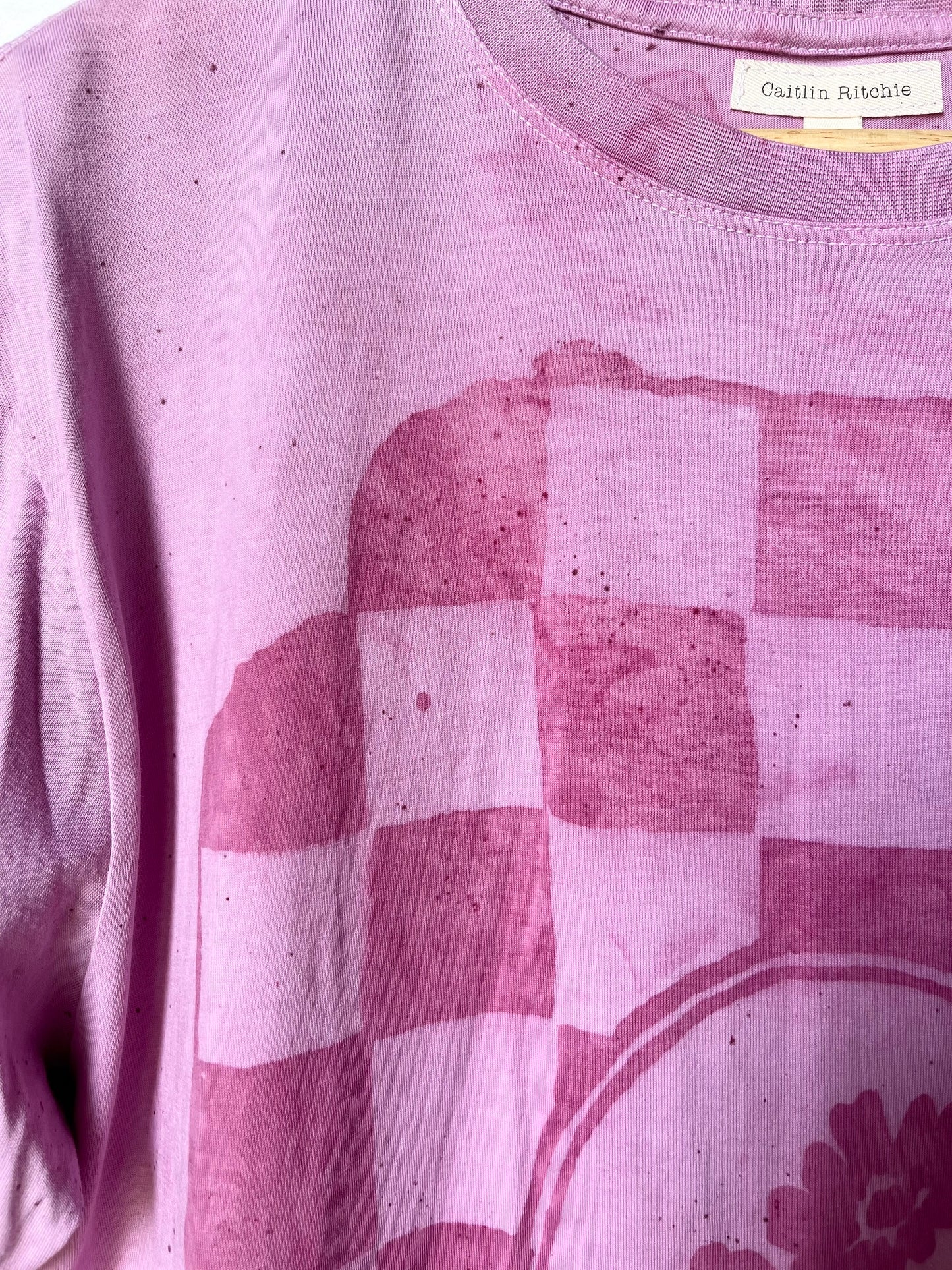 Lac Dyed Floral Checker Tee - Large