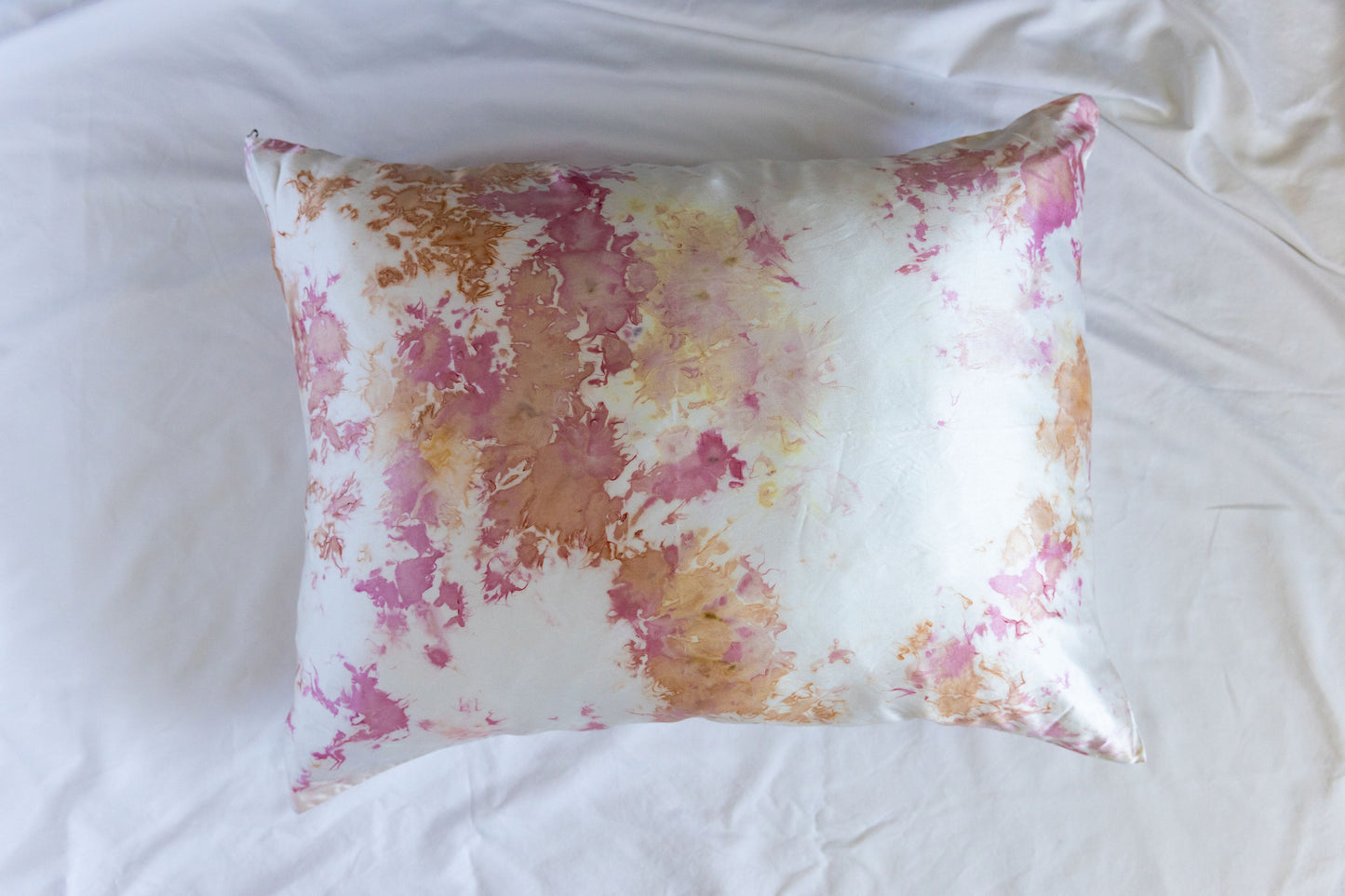 Plant-Dyed Silk Pillowcase - Ember Bloom