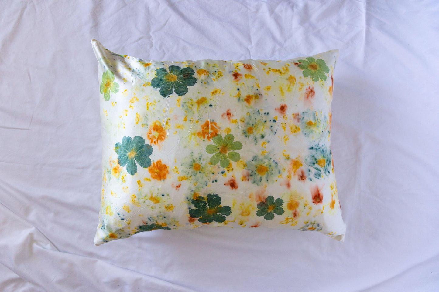 Floral Dyed Silk Pillow Case