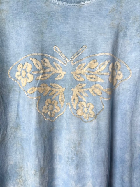 Indigo Dyed Butterfly Tee - Large