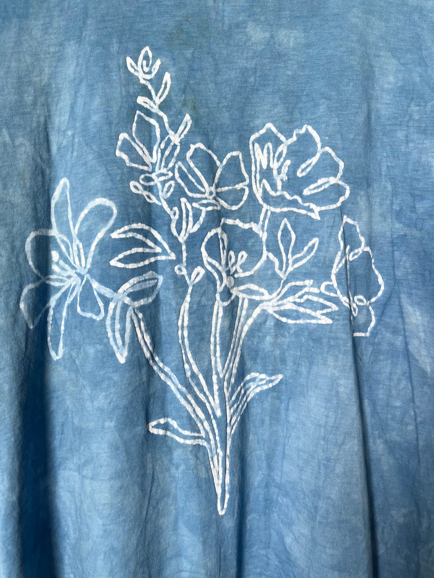 Indigo Dyed Floral Tee