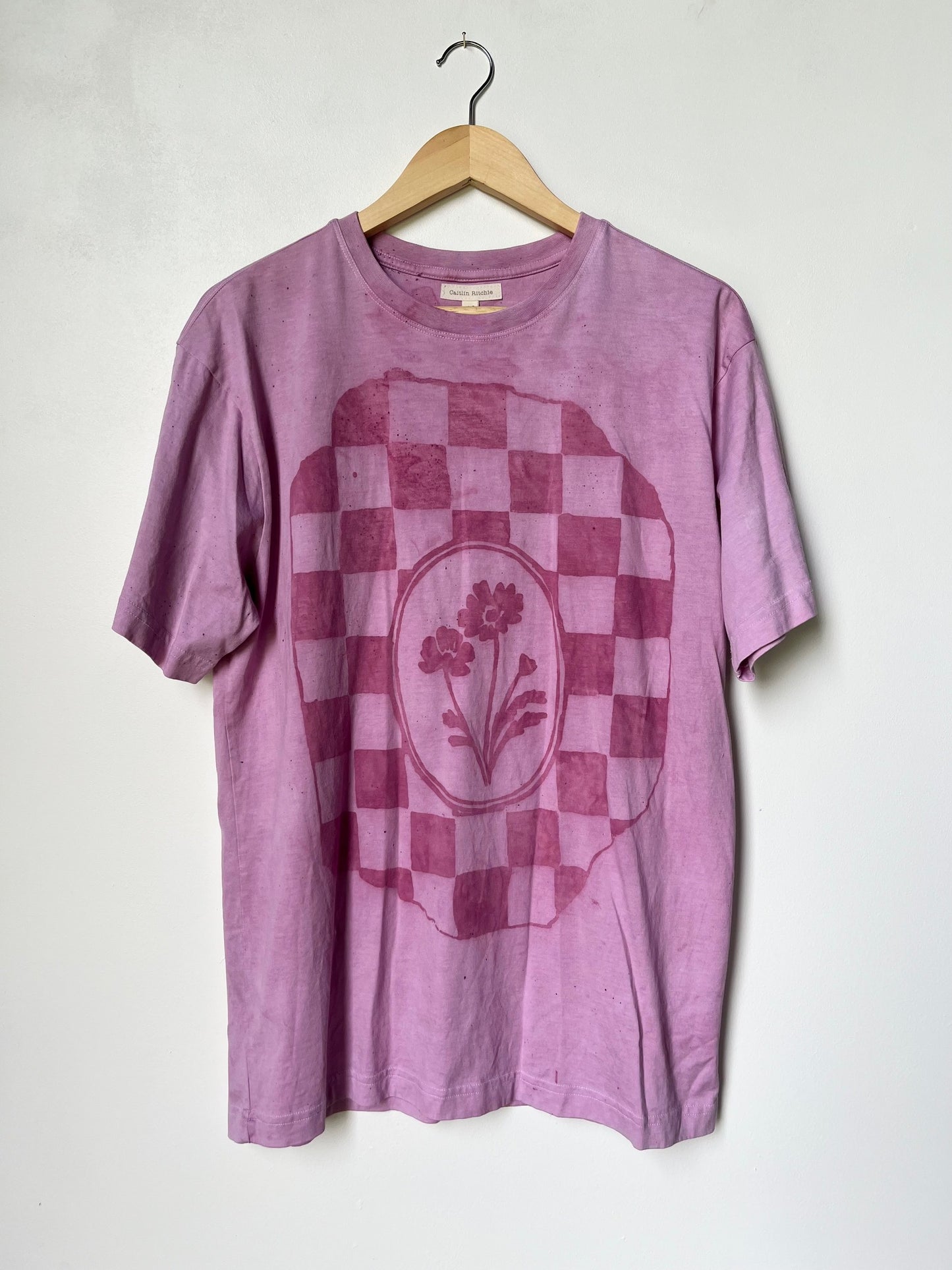 Lac Dyed Floral Checker Tee - Large