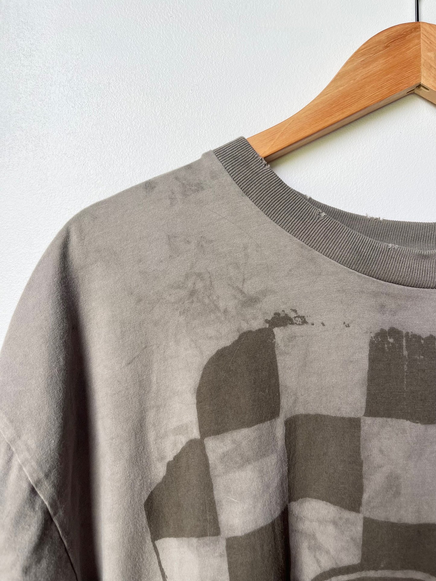 Pomegranate + Iron Dyed Floral Checkered Tee - Large