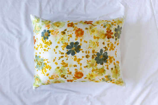 Plant-Dyed Silk Pillowcase - Marigold Print