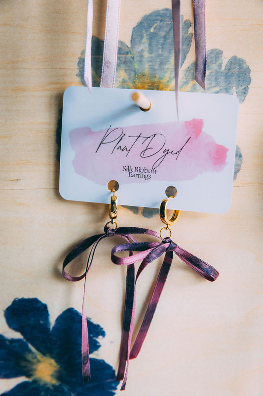 Lac + Logwood - Silk Ribbon Earrings