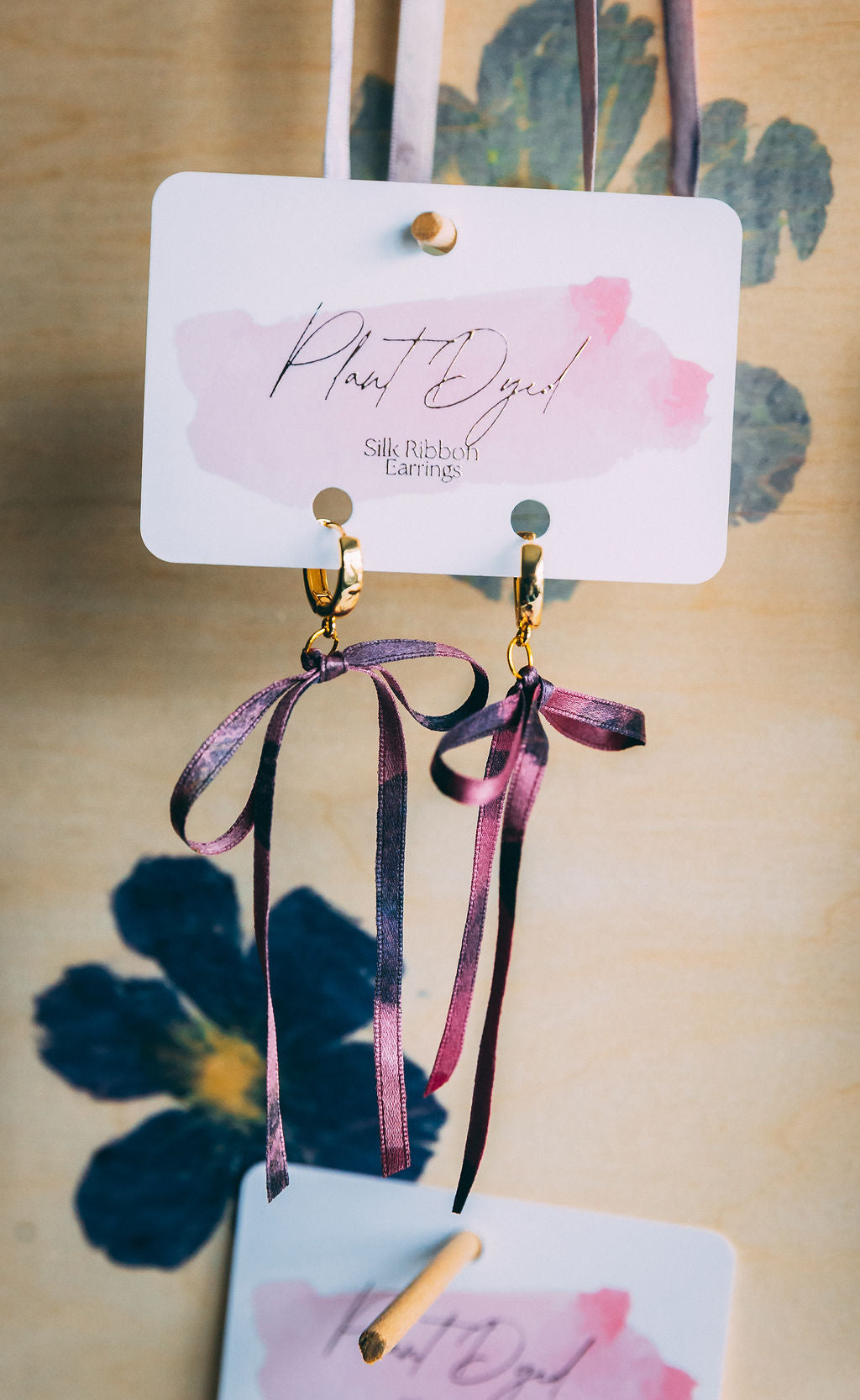 Lac + Logwood - Silk Ribbon Earrings