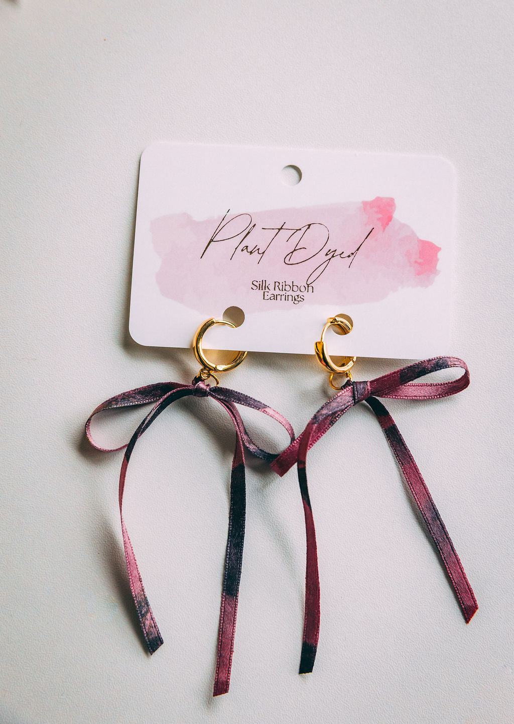 Lac + Logwood - Silk Ribbon Earrings