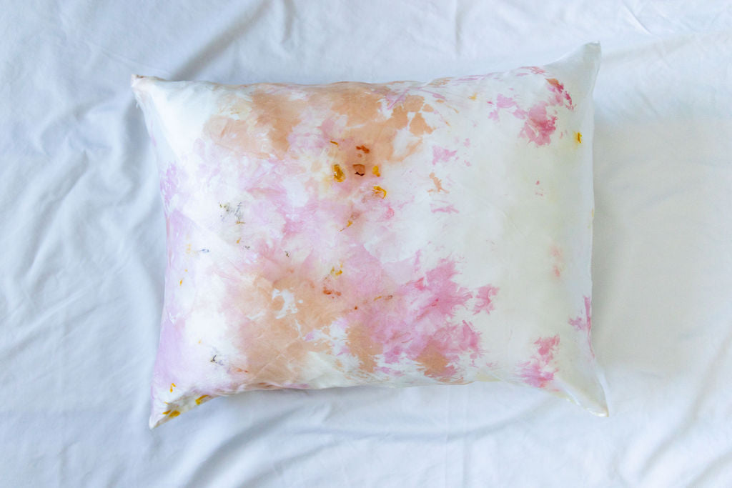 Plant-Dyed Silk Pillowcase - Desert Bloom