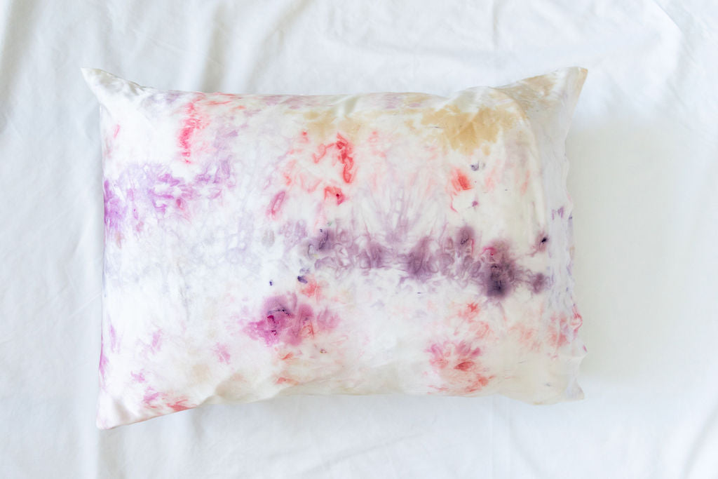 Plant-Dyed Silk Pillowcase - Orchid Bloom